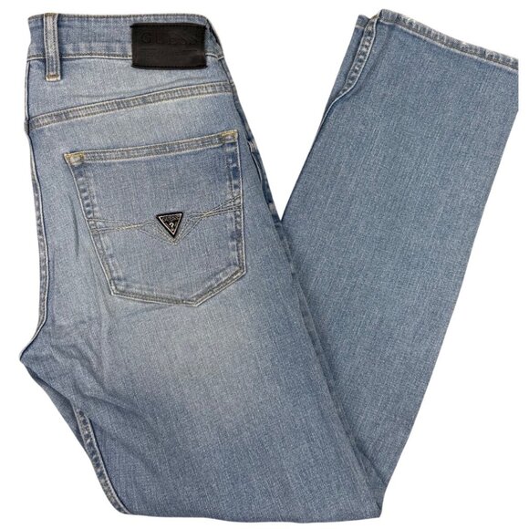Guess Other - Guess Mens Slim Tapered Jeans Size 31 Y2K Distress Comfort Light Blue Denim